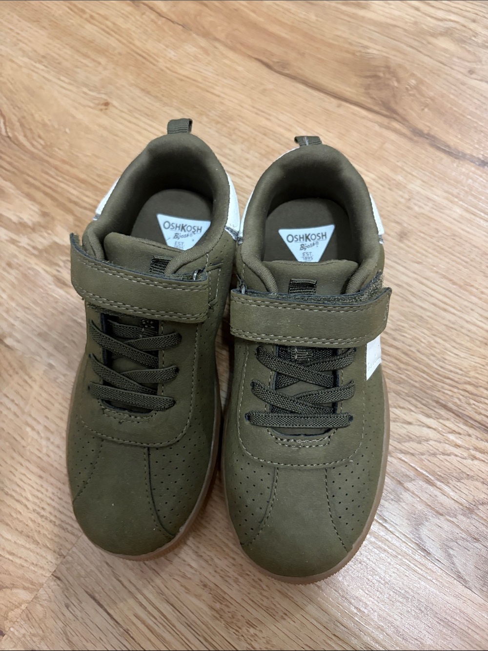 OshKosh B'gosh Olive Green and White Kids Sneakers